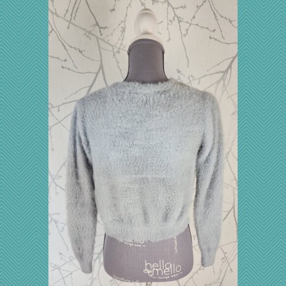 Princess Polly Baby Blue Fuzzy Button Front Cropped Cardigan - Picture 3 of 4